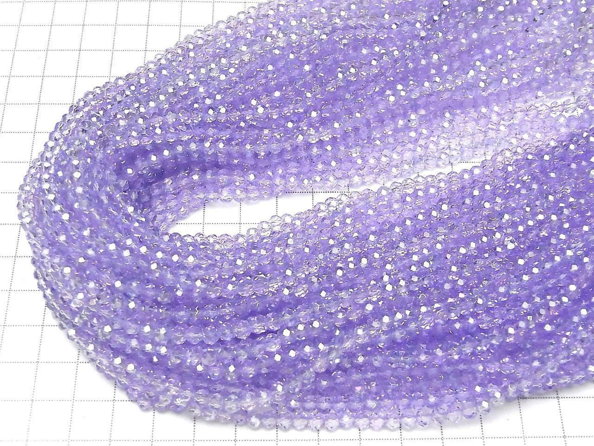 Glass Beads Faceted Button Rondelle 4x4x3mm Clear Purple Silver-AB 1strand beads (approx. 15inch/37cm)