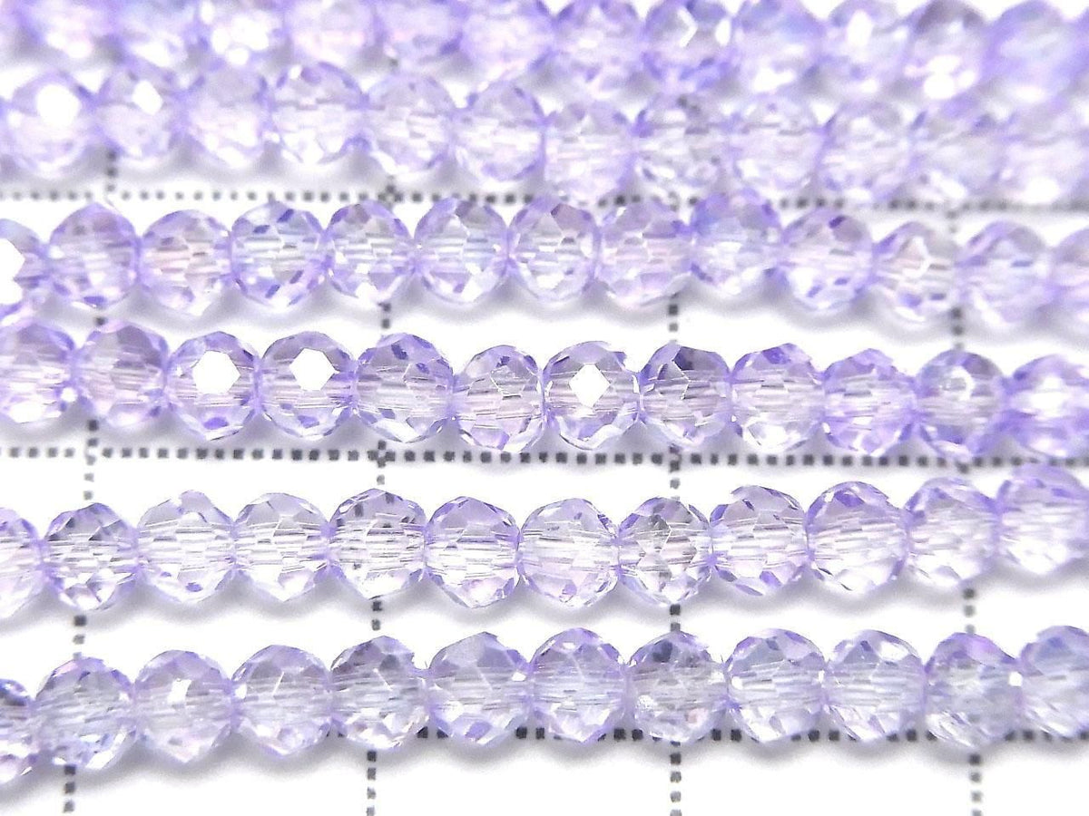 Glass Beads Faceted Button Rondelle 3.5x3.5x3mm Clear Purple Silver-AB 1strand beads (approx. 13inch/32cm)