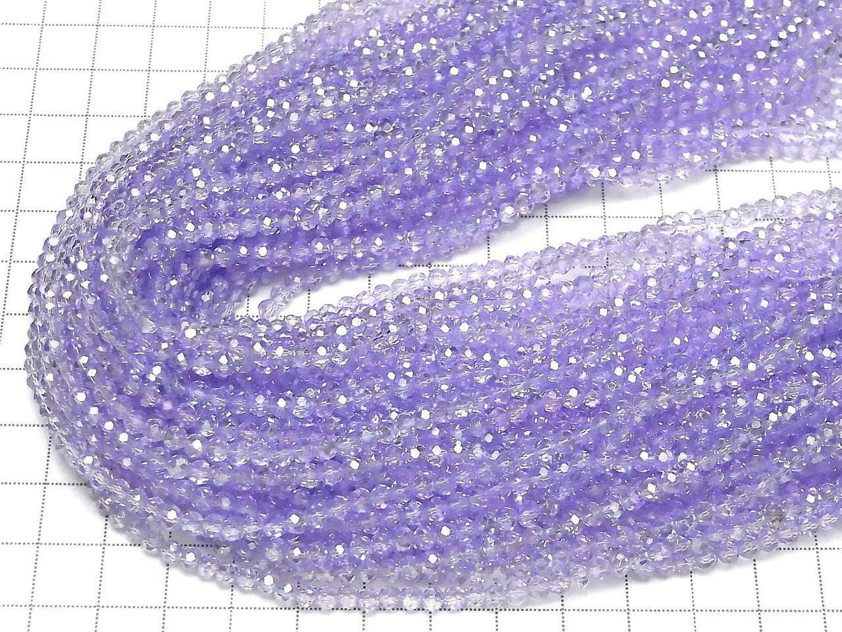 Glass Beads Faceted Button Rondelle 3.5x3.5x3mm Clear Purple Silver-AB 1strand beads (approx. 13inch/32cm)