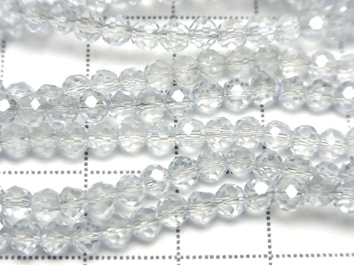 Glass Beads Faceted Button Rondelle 3.5x3.5x3mm Clear Silver 1strand beads (approx. 13inch/32cm)