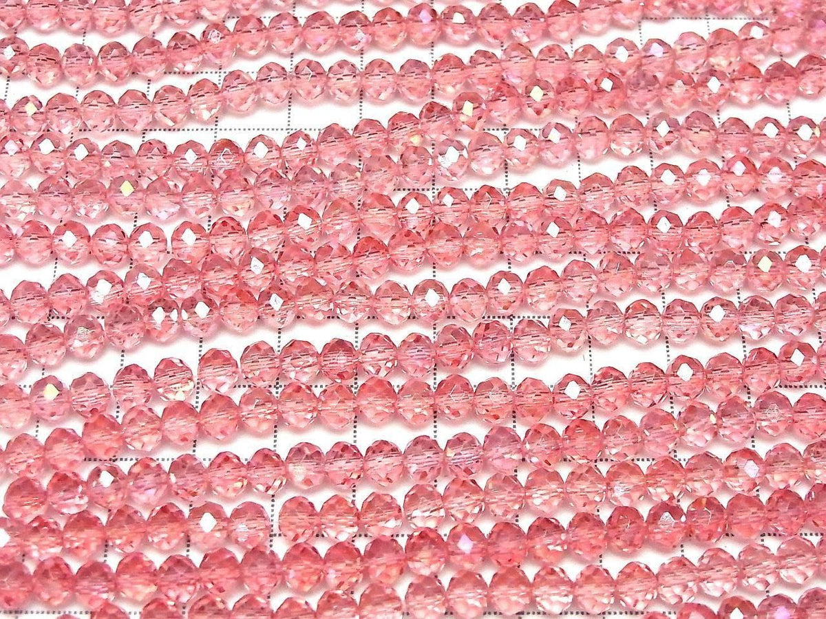 Glass Beads Faceted Button Rondelle 5.5x5.5x4.5mm Clear Red Pink Silver-AB 1strand beads (approx. 15inch/36cm)