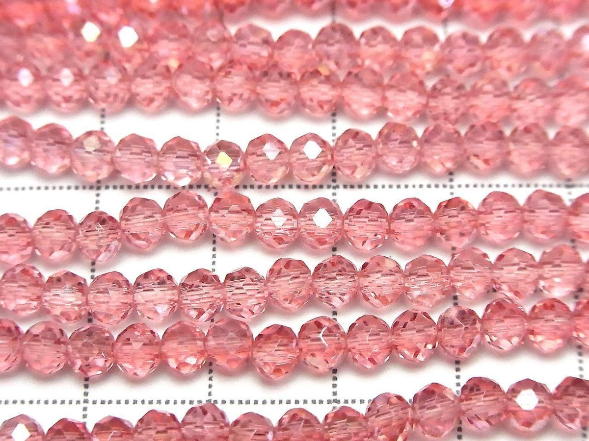 Glass Beads Faceted Button Rondelle 4x4x3mm Clear Red Pink Silver-AB 1strand beads (approx. 15inch/36cm)