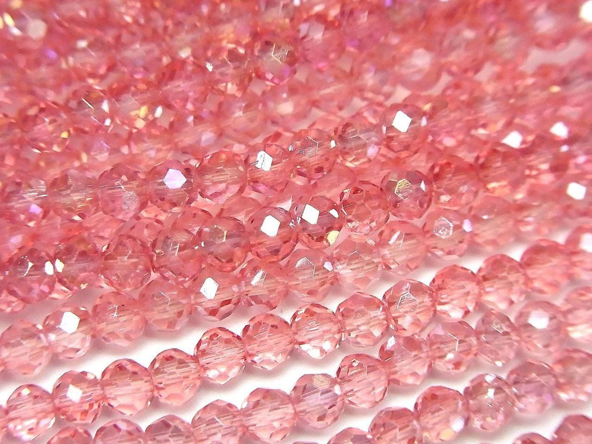 Glass Beads Faceted Button Rondelle 3.5x3.5x3mm Clear Red Pink Silver-AB 1strand beads (approx. 13inch/32cm)