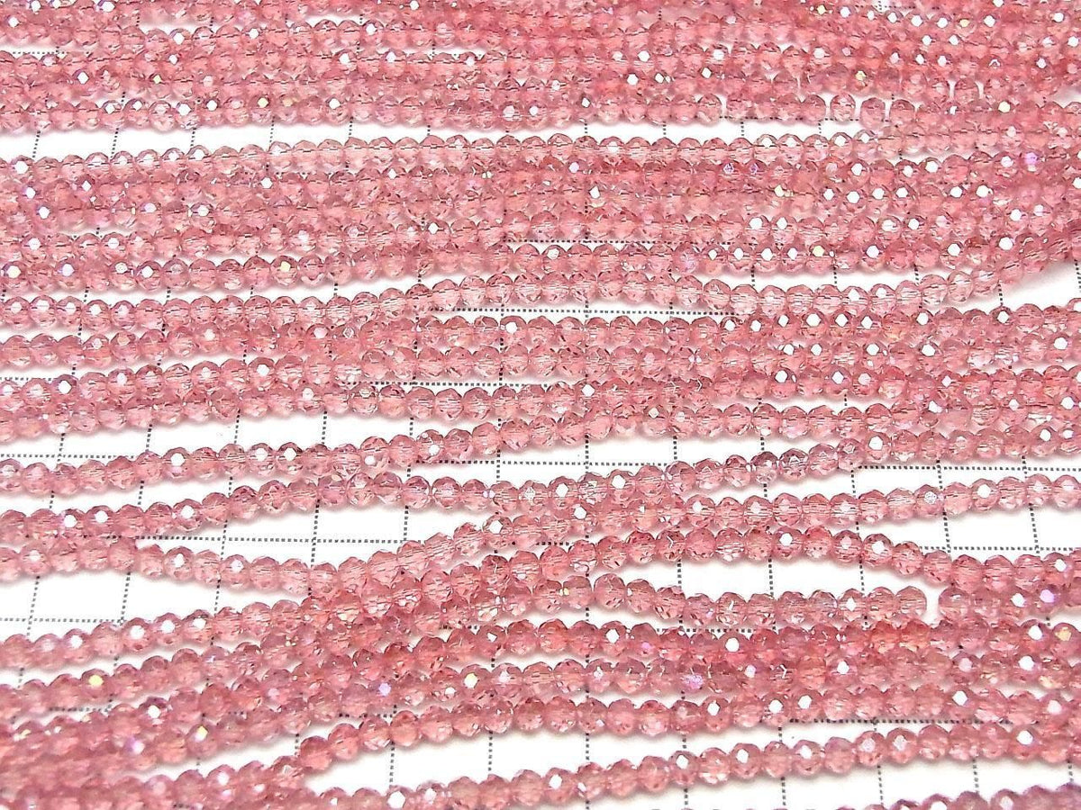 Glass Beads Faceted Button Rondelle 3.5x3.5x3mm Clear Red Pink Silver-AB 1strand beads (approx. 13inch/32cm)