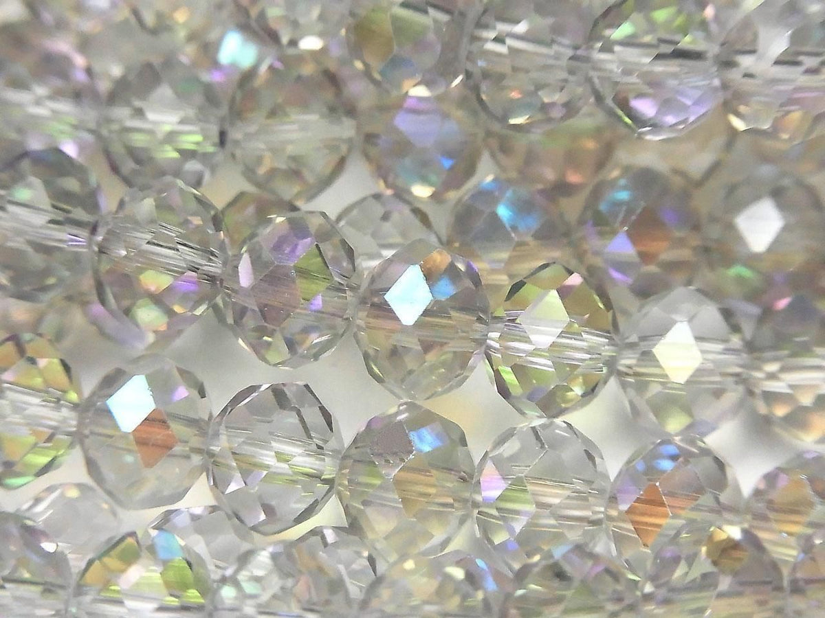 Glass Beads Faceted Button Rondelle 7.5x7.5x6mm Clear Silver Silver-AB 1strand beads (approx. 14inch/35cm)
