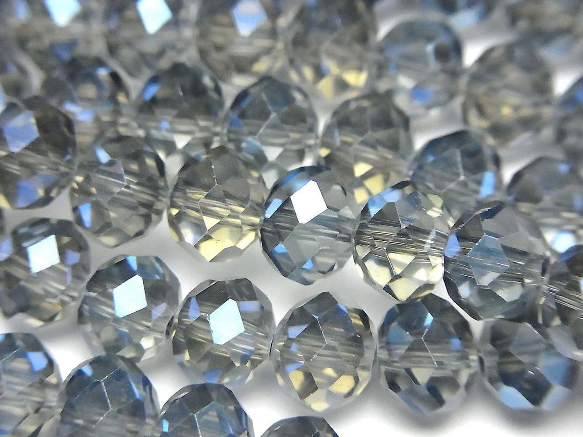 Glass Beads Faceted Button Rondelle 7.5x7.5x6mm Navy Blue Half-Coated 1strand beads (approx. 14inch/35cm)