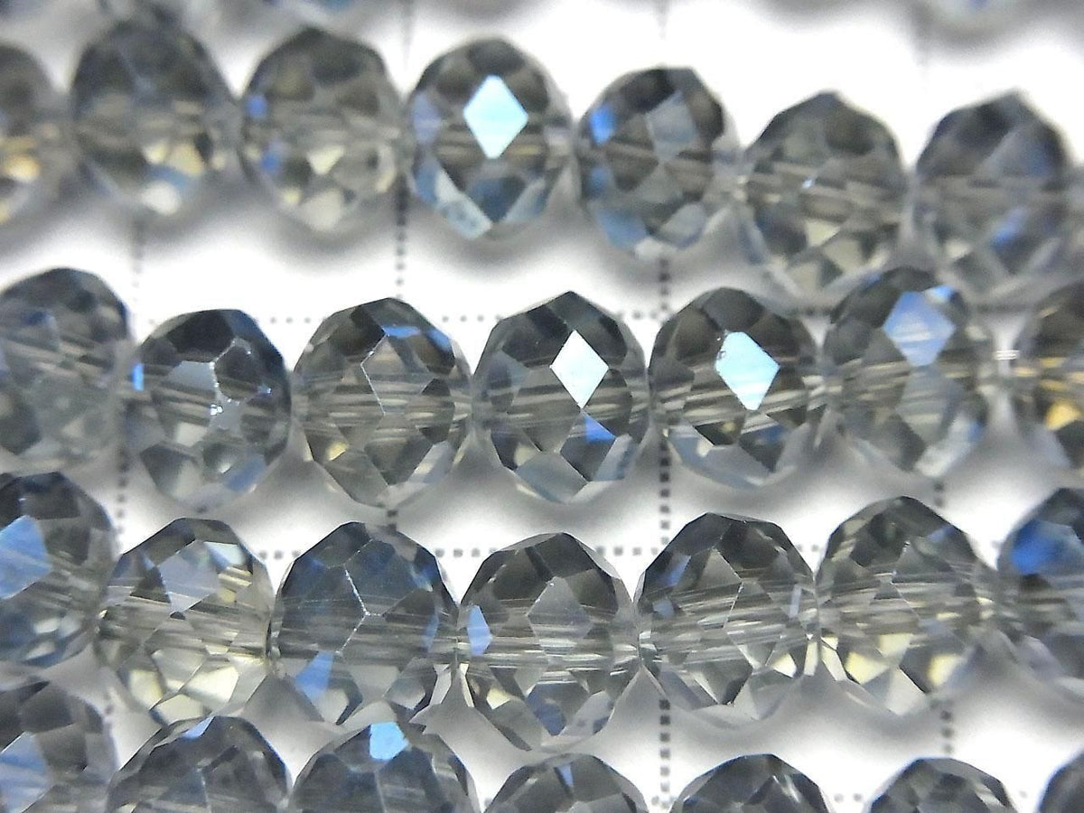 Glass Beads Faceted Button Rondelle 7.5x7.5x6mm Navy Blue Half-Coated 1strand beads (approx. 14inch/35cm)
