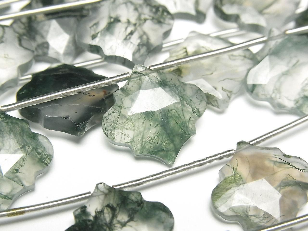 Moss Agate AAA Moroccan Shaped Cut 15x15mm 1strand beads (5pcs)