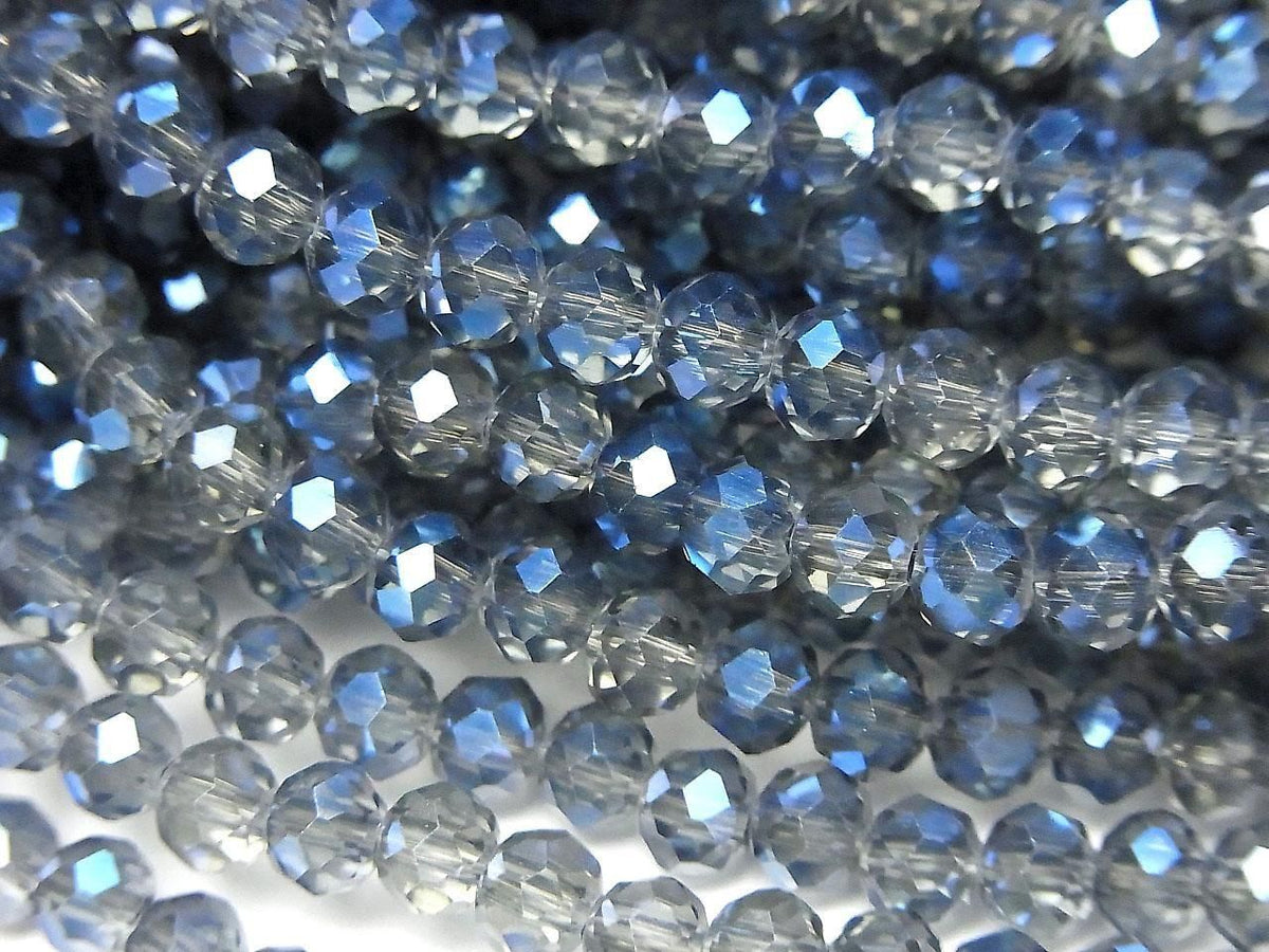 Glass Beads Faceted Button Rondelle 4x4x3mm Navy Blue Half-Coated 1strand beads (approx. 15inch/37cm)