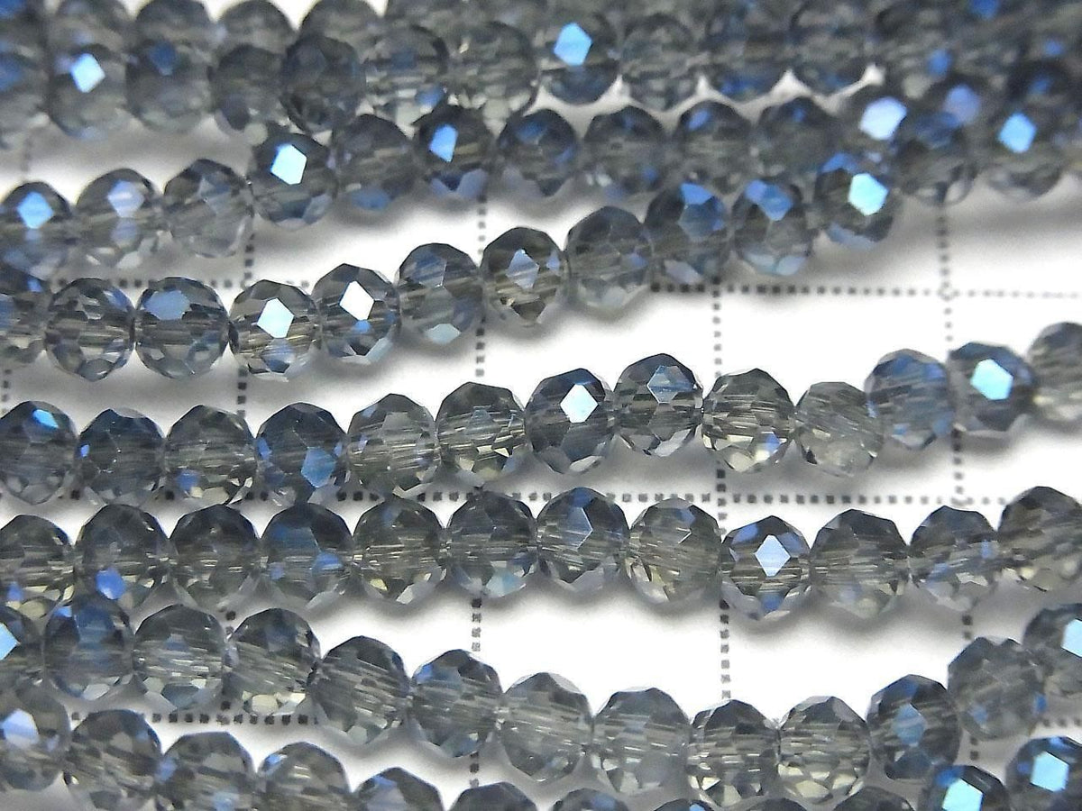 Glass Beads Faceted Button Rondelle 4x4x3mm Navy Blue Half-Coated 1strand beads (approx. 15inch/37cm)