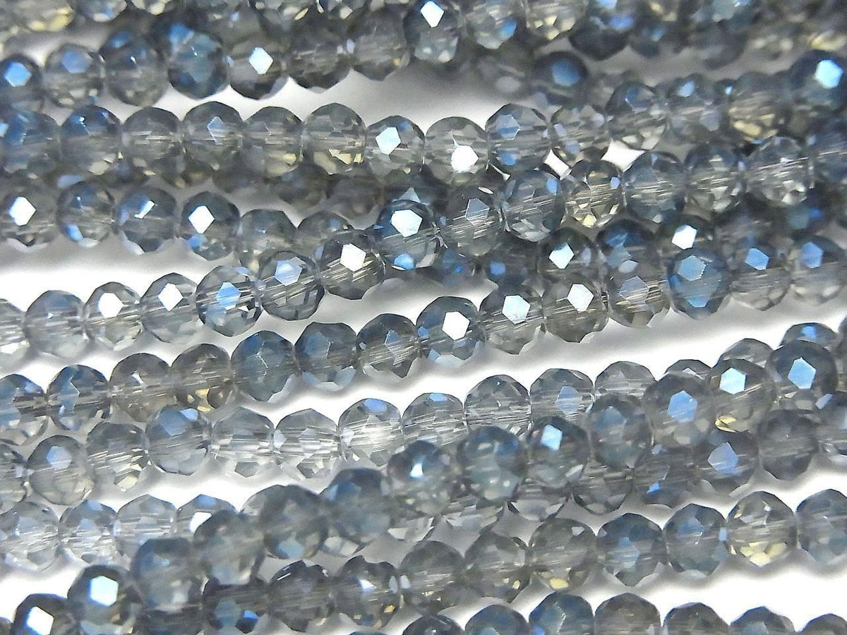 Glass Beads Faceted Button Rondelle 3.5x3.5x3mm Navy Blue Half-Coated 1strand beads (approx. 13inch/32cm)