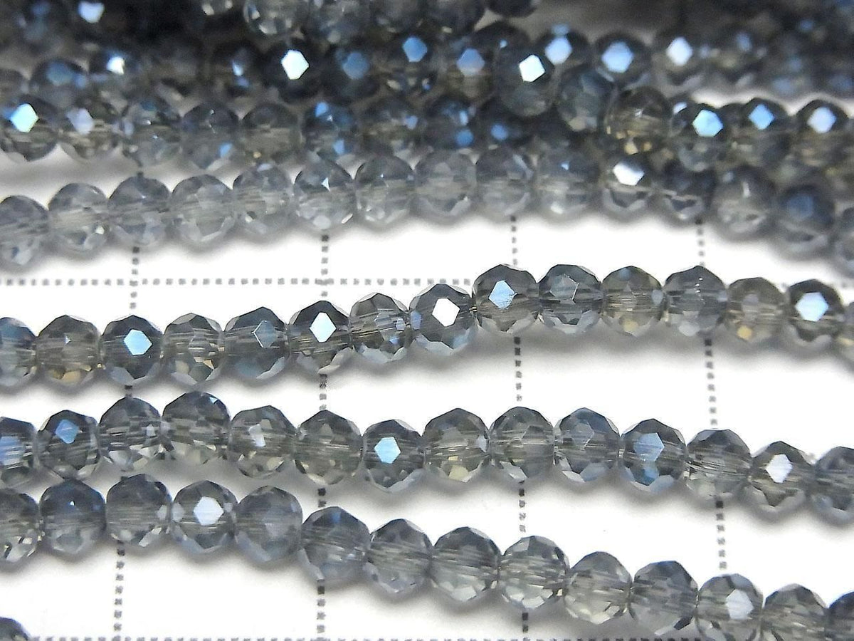 Glass Beads Faceted Button Rondelle 3.5x3.5x3mm Navy Blue Half-Coated 1strand beads (approx. 13inch/32cm)