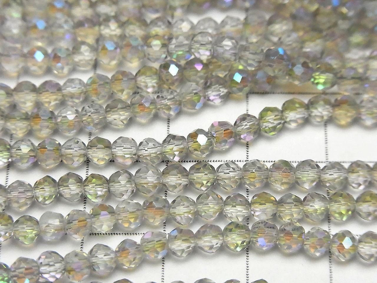 Glass Beads Faceted Button Rondelle 3.5x3.5x3mm Clear Silver Silver-AB 1strand beads (approx. 13inch/32cm)