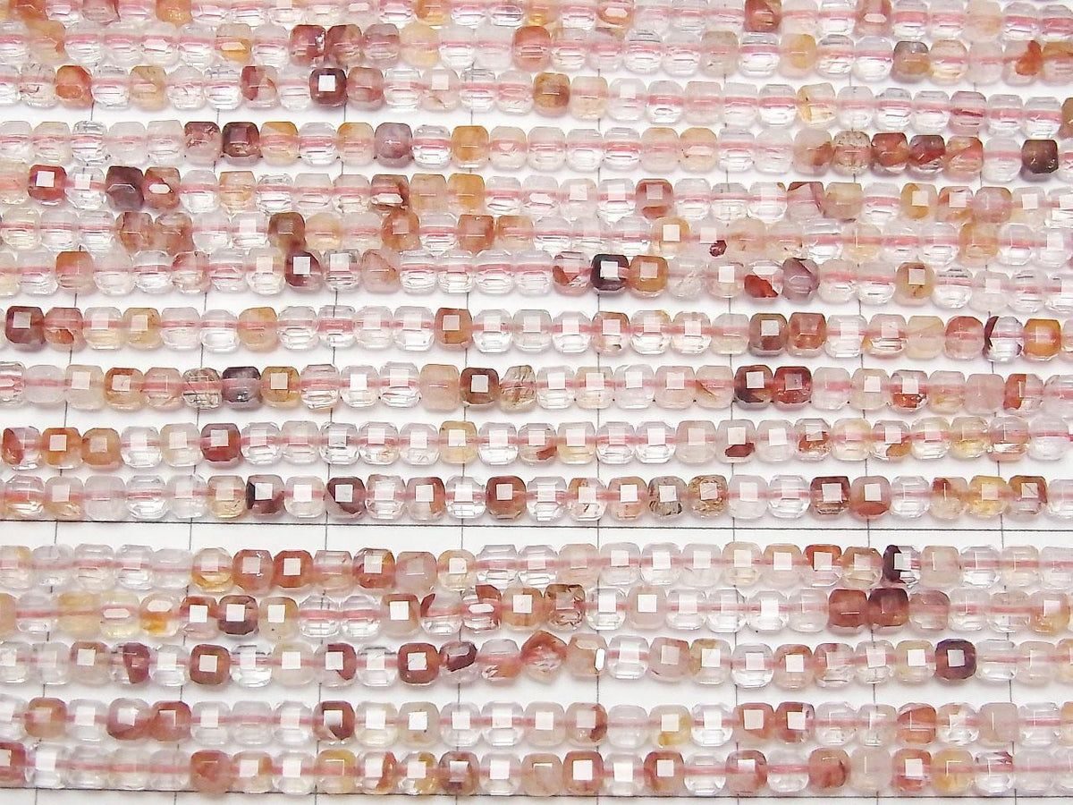 Red Hematoid Quartz Cube Shape 3x3x3mm 1strand beads (aprx.15inch/37cm)High Quality!