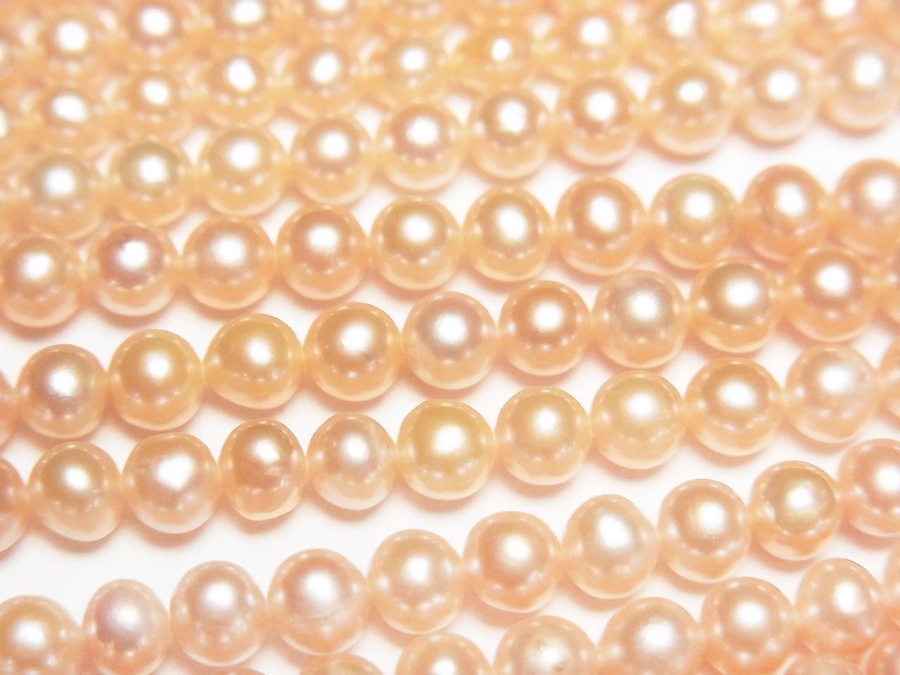 Fresh Water Pearl AA+ Potato 3.5-4mm Natural Color Orange Pink 1strand beads Beads (approx. 15 inch/36 cm)