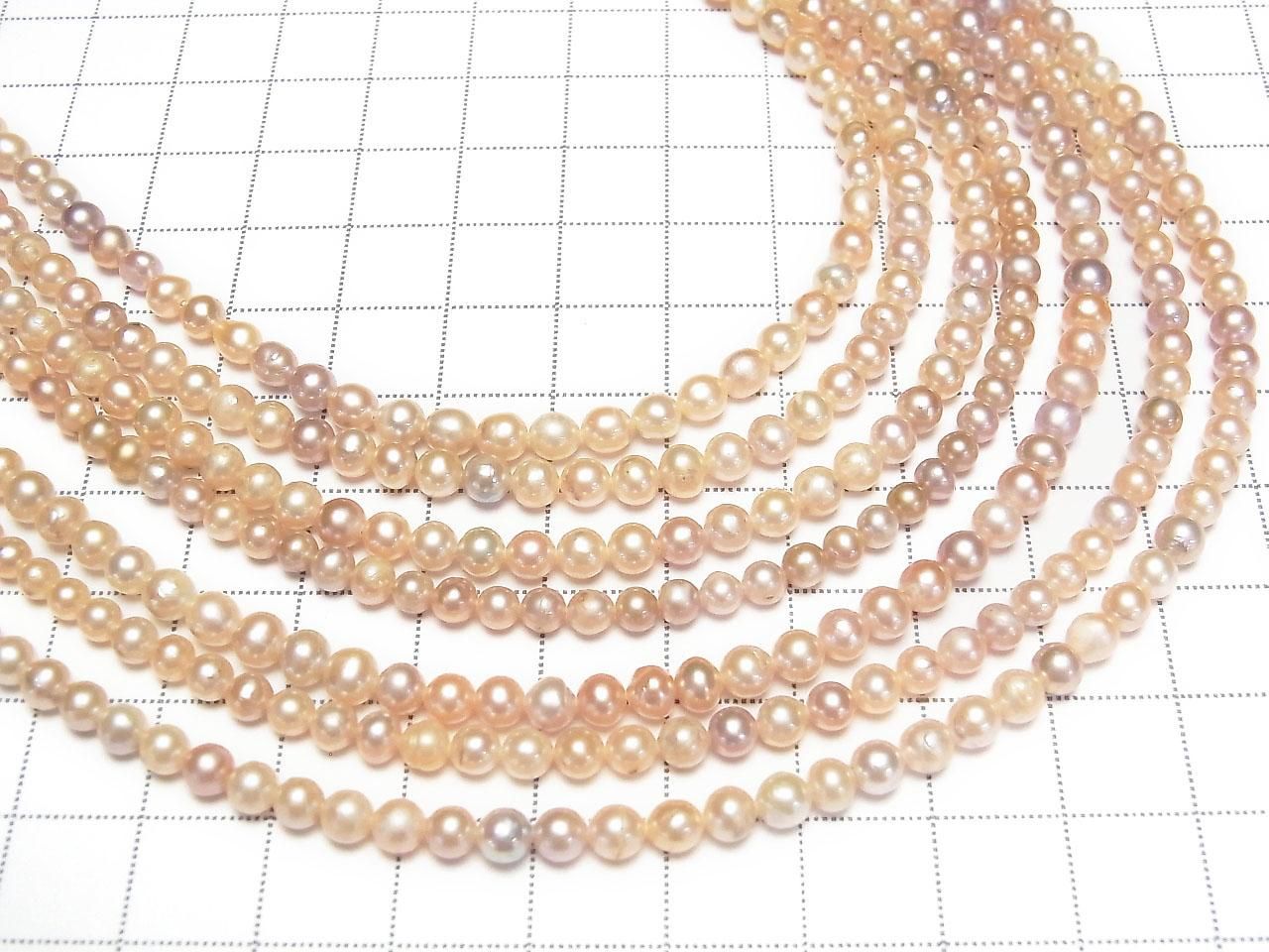 Fresh Water Pearl AA+ Potato 4mm Natural Color Mix - Classic Pink 1strand beads Beads (approx. 15 inch/37 cm)