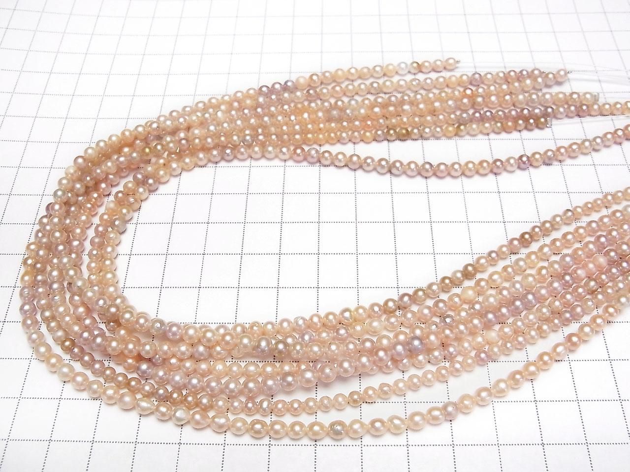 Fresh Water Pearl AA+ Potato 4mm Natural Color Mix - Classic Pink 1strand beads Beads (approx. 15 inch/37 cm)