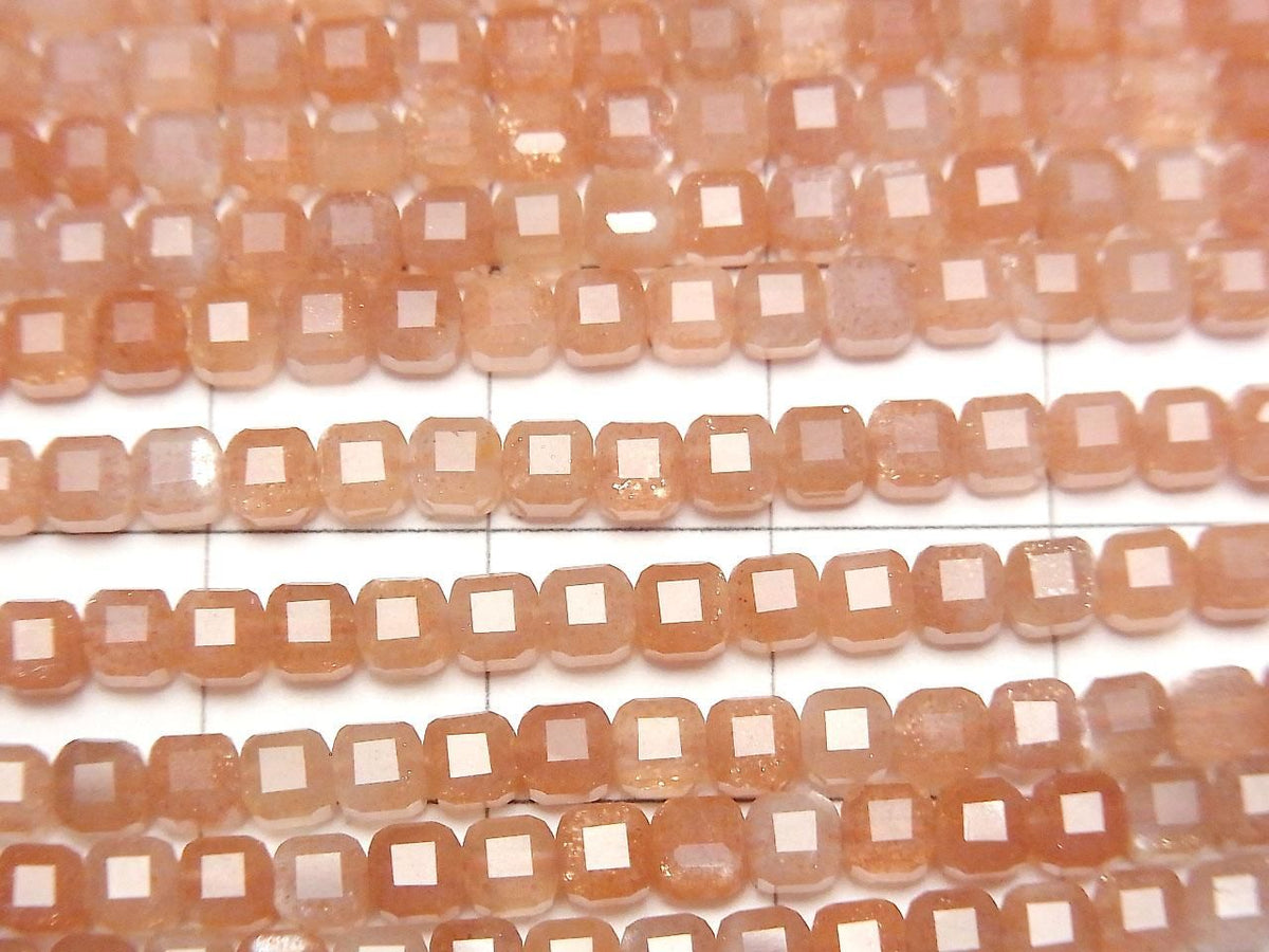 Orange Moonstone AAA- Cube Shape 3x3x3mm 1strand beads (approx. 15inch/37cm) High Quality!