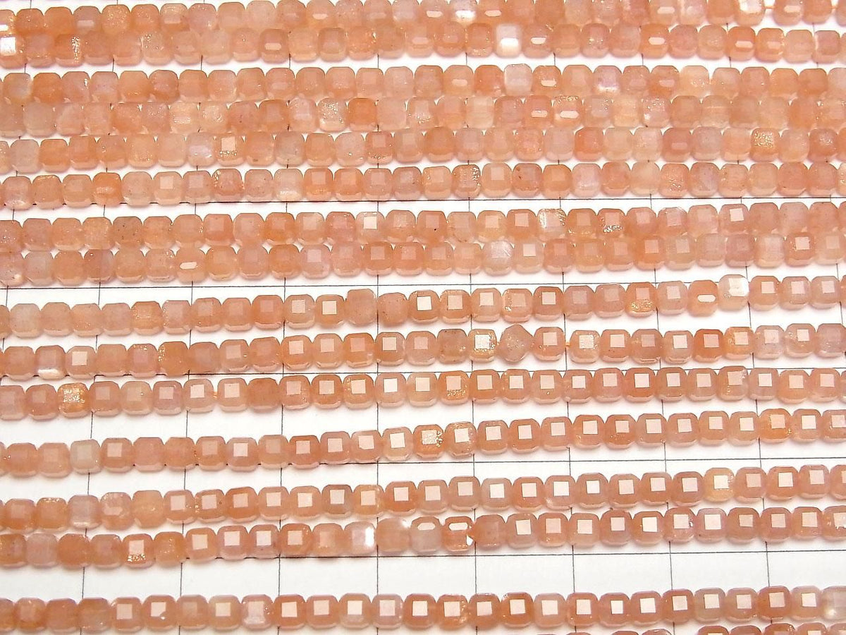 Orange Moonstone AAA- Cube Shape 3x3x3mm 1strand beads (approx. 15inch/37cm) High Quality!