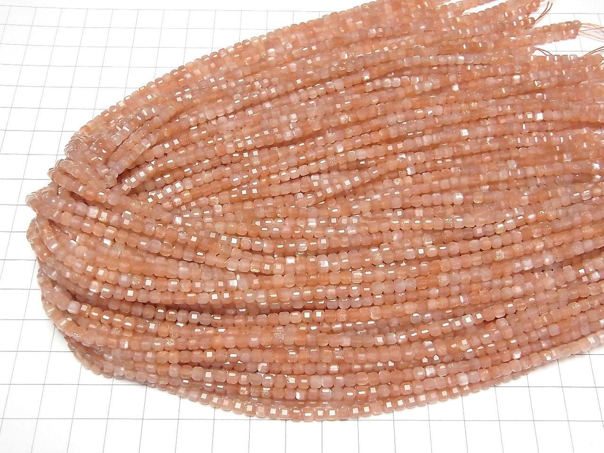 Orange Moonstone AAA- Cube Shape 3x3x3mm 1strand beads (approx. 15inch/37cm) High Quality!