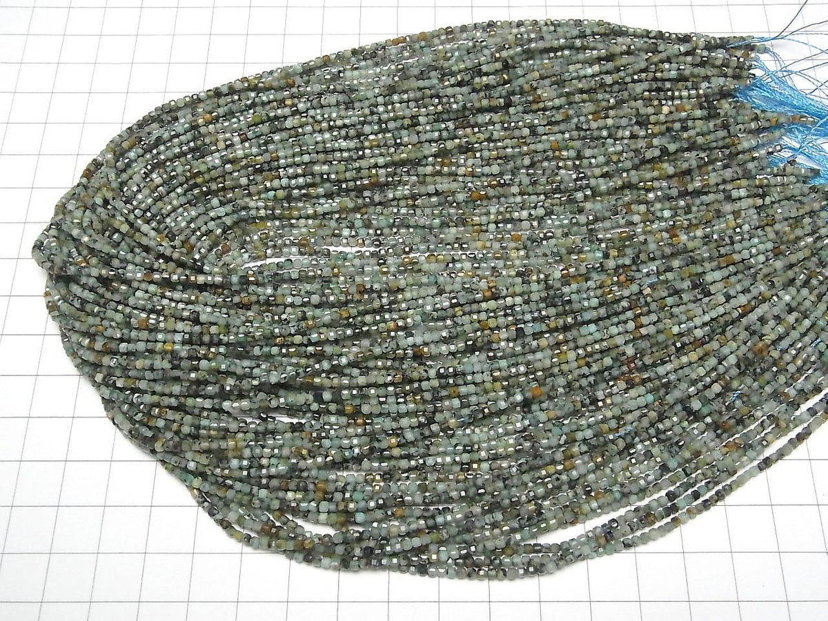 African Turquoise Cube Shape 2x2x2mm 1strand beads (aprx.15inch/37cm)High Quality!