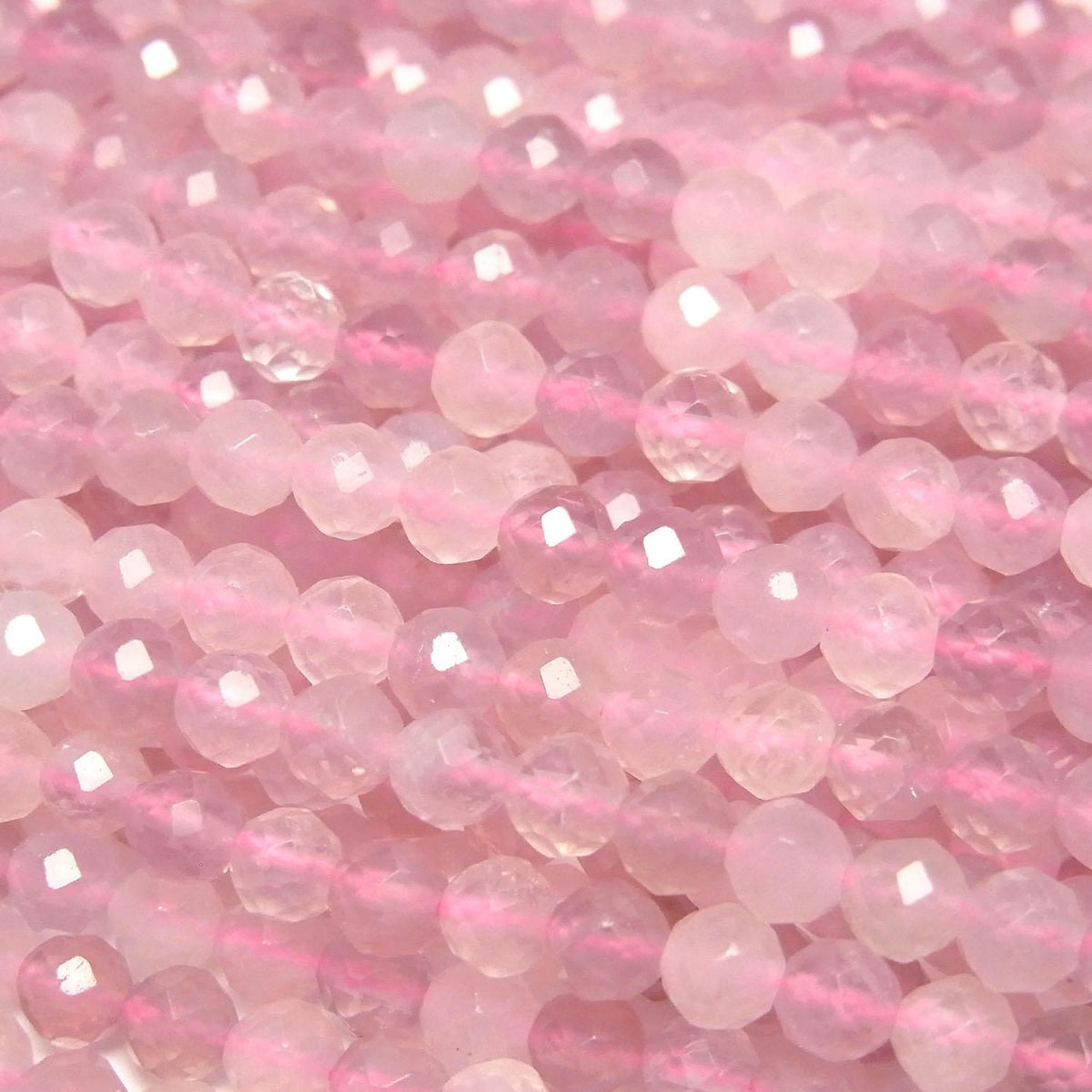 Deep Rose Quartz AA++ Faceted Round 4mm 1strand beads (approx. 15 inches/37 cm) High Quality!