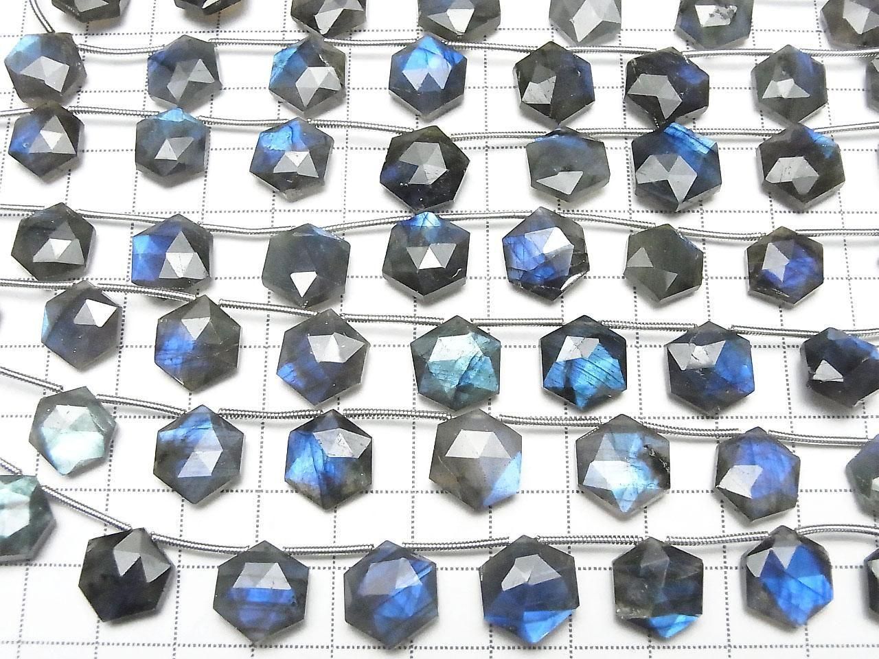 Blue Labradorite AA++ Hexagon Cut 1strand beads (8pcs)