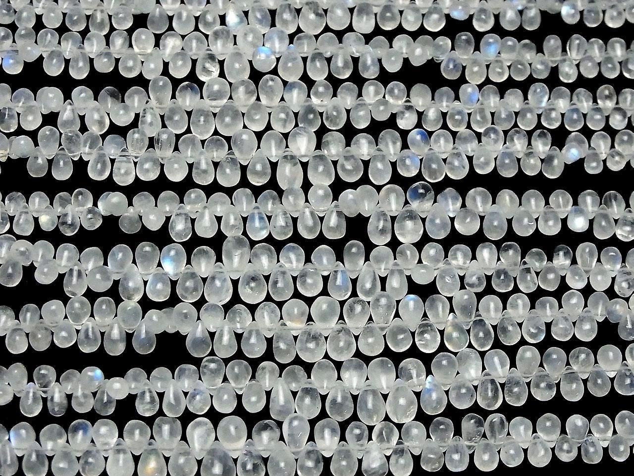 Rainbow Moonstone AA++ Drop (Smooth) Half or 1strand beads (approx. 7 inches/19 cm)