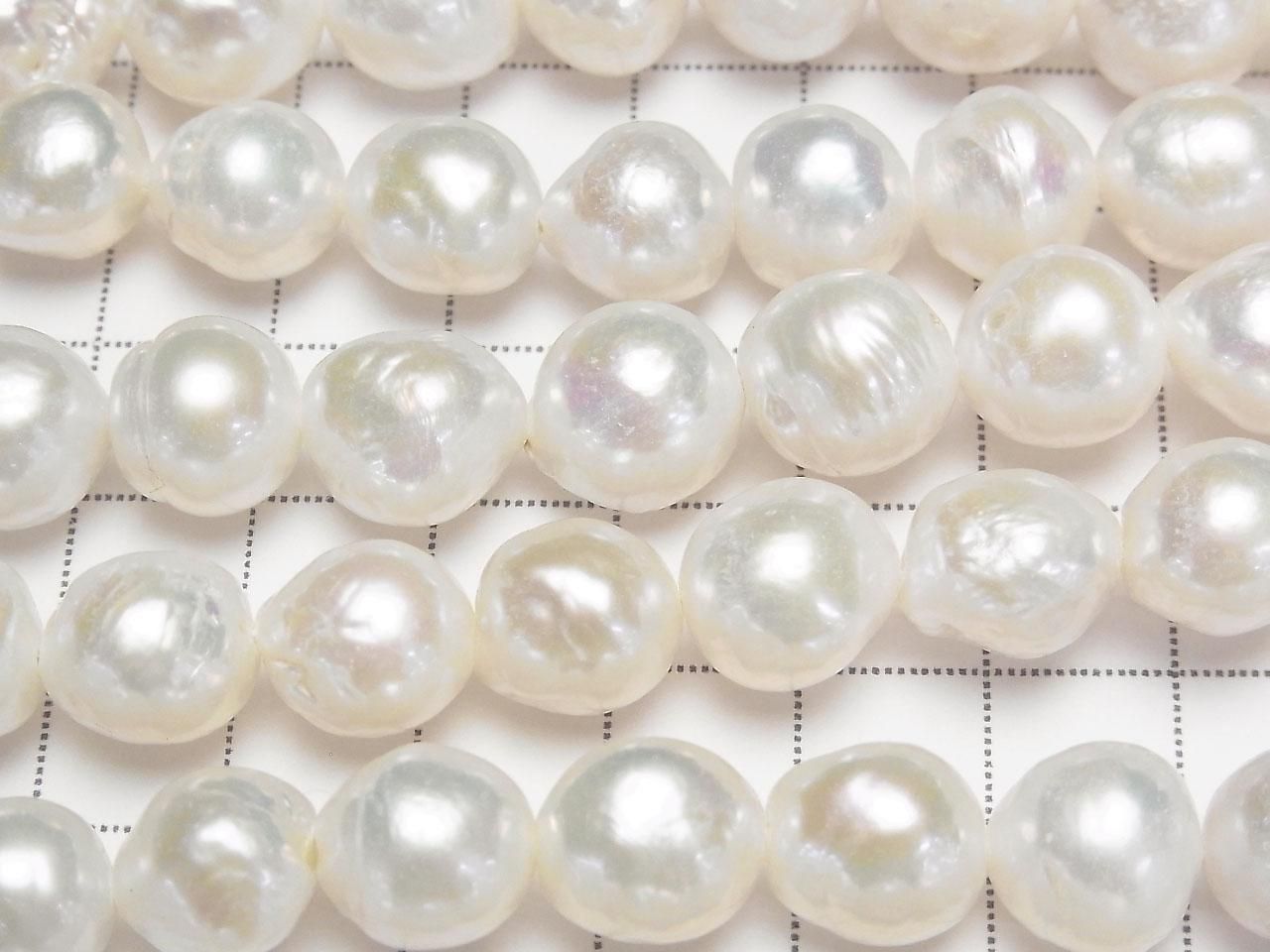 Fresh Water Pearl AA++ Natural Round-Rice 9-11mm White 1strand beads (approx. 15inch/37cm)