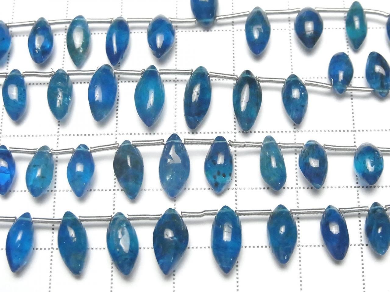 Neon Blue Apatite AA++ Marquise Rice (Smooth) half or 1strand beads beads (approx. 7 inches/18 cm)