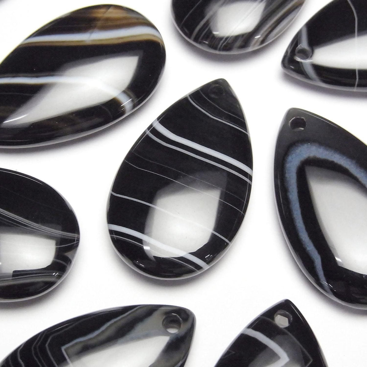 Striped Onyx AAA Pear Shape 30x18mm 2pcs