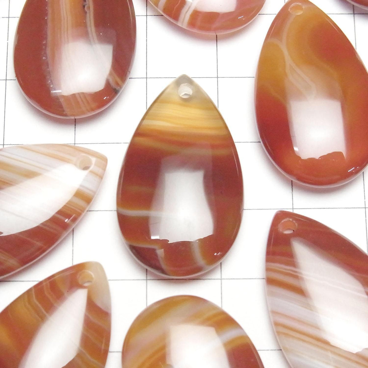 Carnelian, Sardonyx Pear shape 30x18mm 2pcs