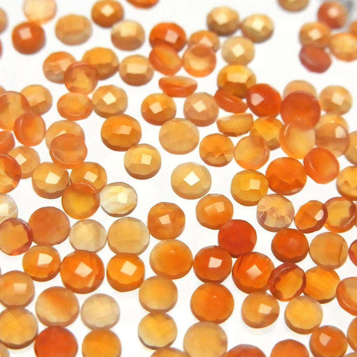 Carnelian AAA Round Faceted Cabochon 3x3mm 10pcs