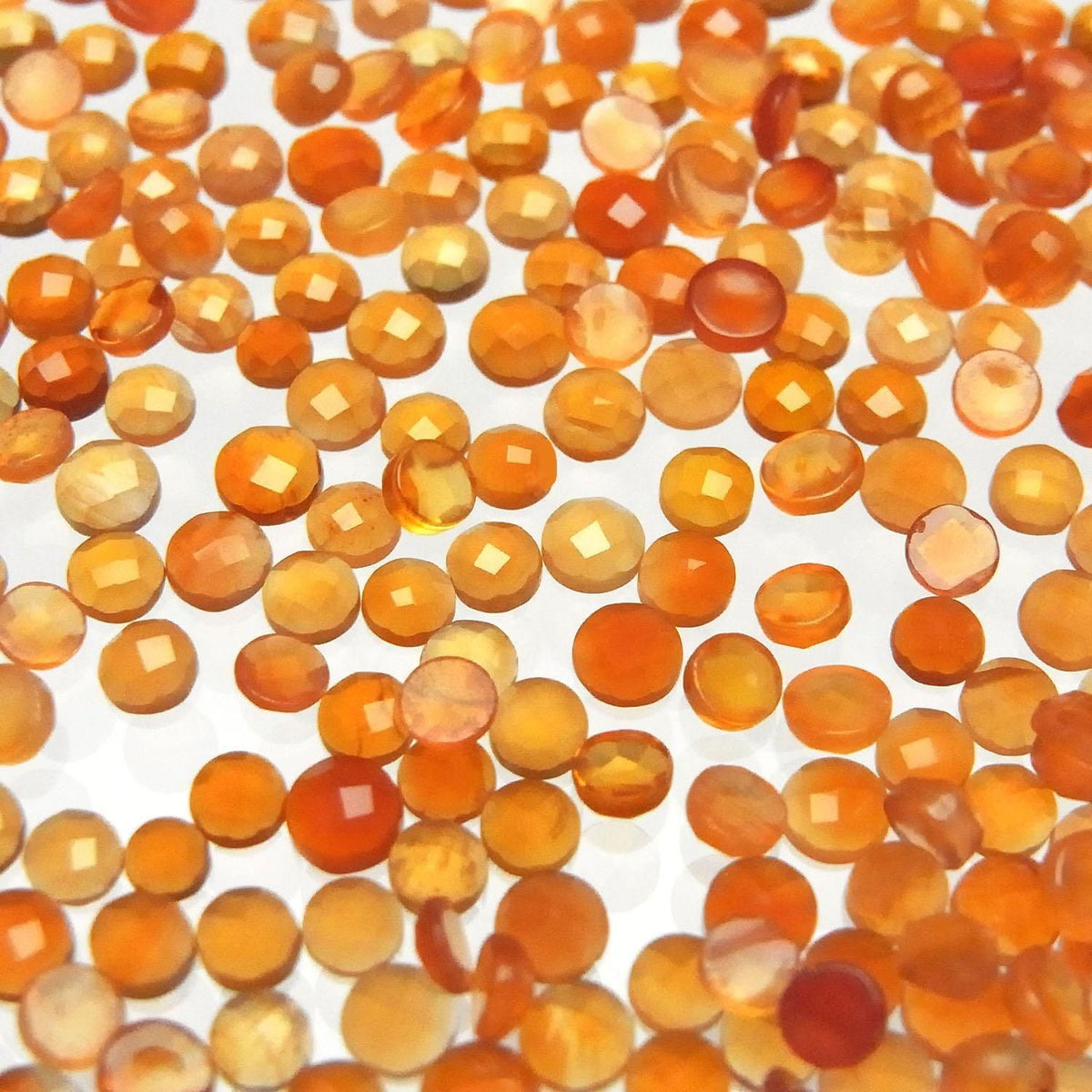 Carnelian AAA Round Faceted Cabochon 3x3mm 10pcs