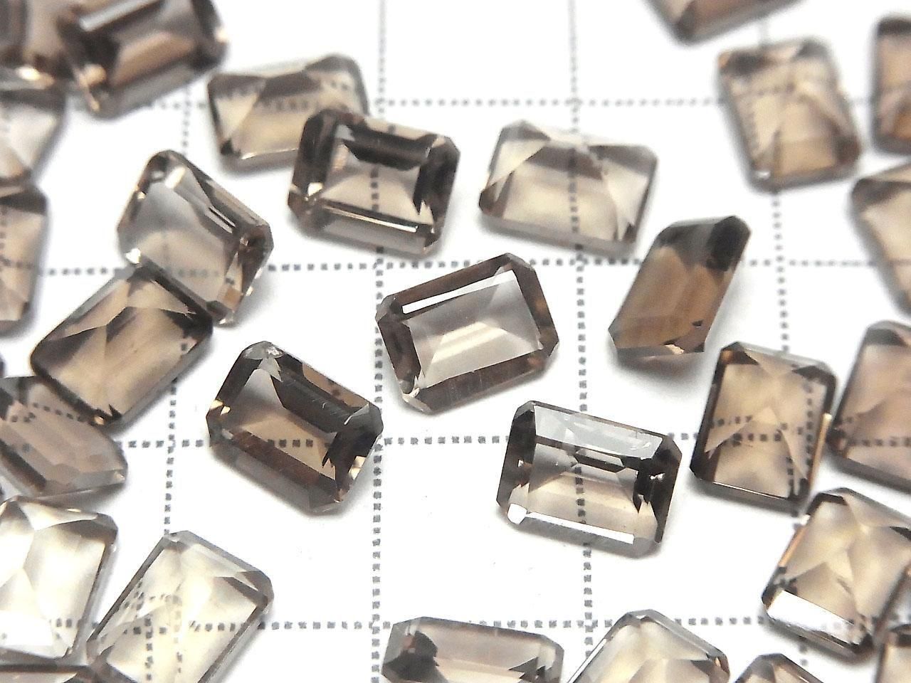 High Quality Smoky Quartz AAA Loose Stone Rectangle Faceted 8x6mm 5pcs
