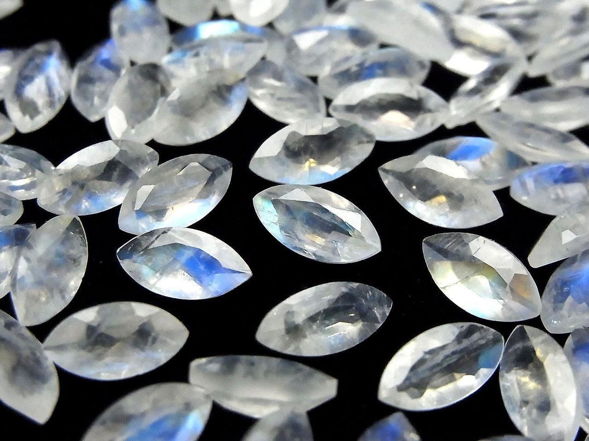 High Quality Rainbow Moonstone AAA- Loose Stone Marquise Faceted 10x5mm 3pcs