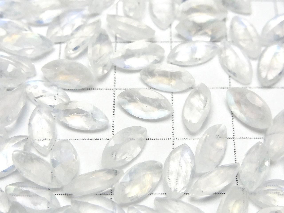 High Quality Rainbow Moonstone AAA- Loose Stone Marquise Faceted 10x5mm 3pcs