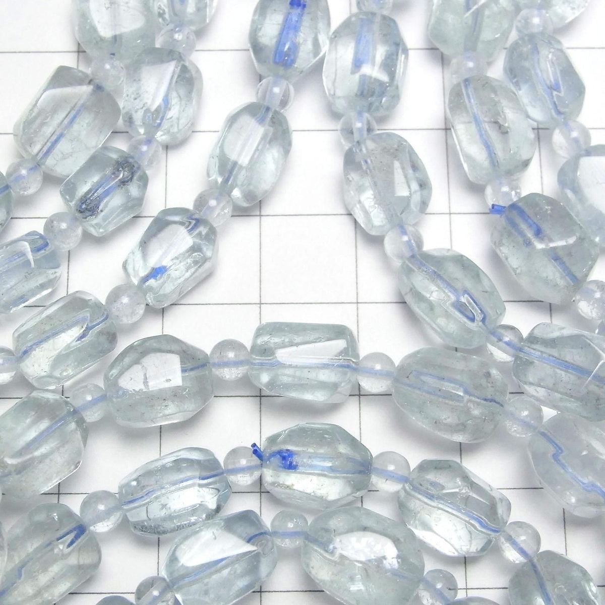 High Quality Aquamarine AAA- Faceted Nugget 1strand beads (Bracelet)