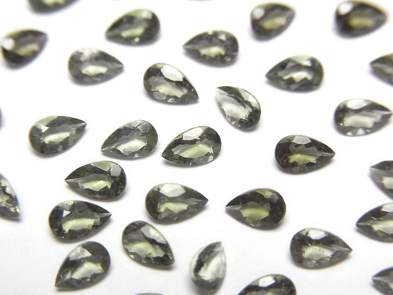 High Quality Moldavite AAA Loose Stone Pear shape Faceted 5x3mm 2pcs