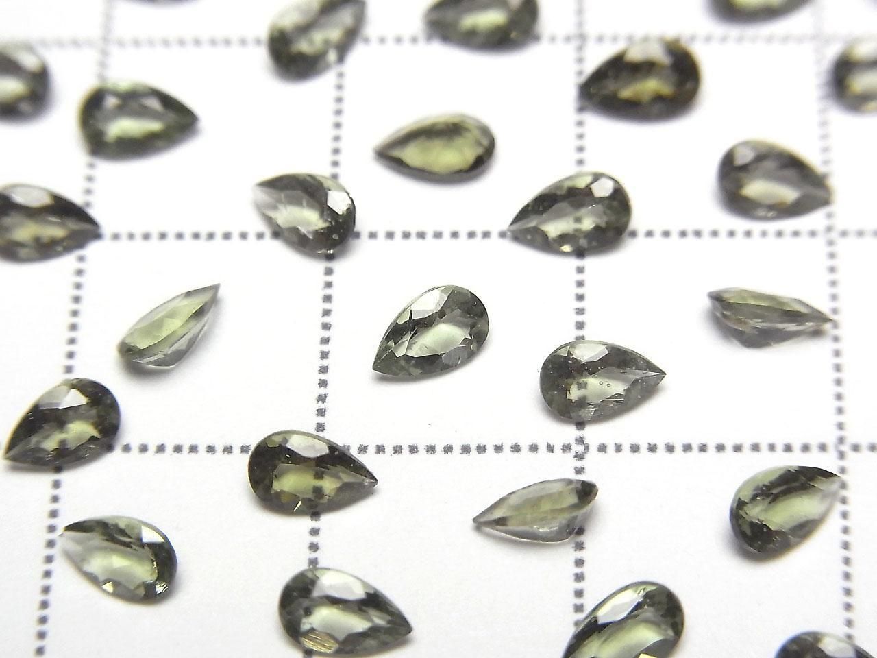 High Quality Moldavite AAA Loose Stone Pear shape Faceted 5x3mm 2pcs