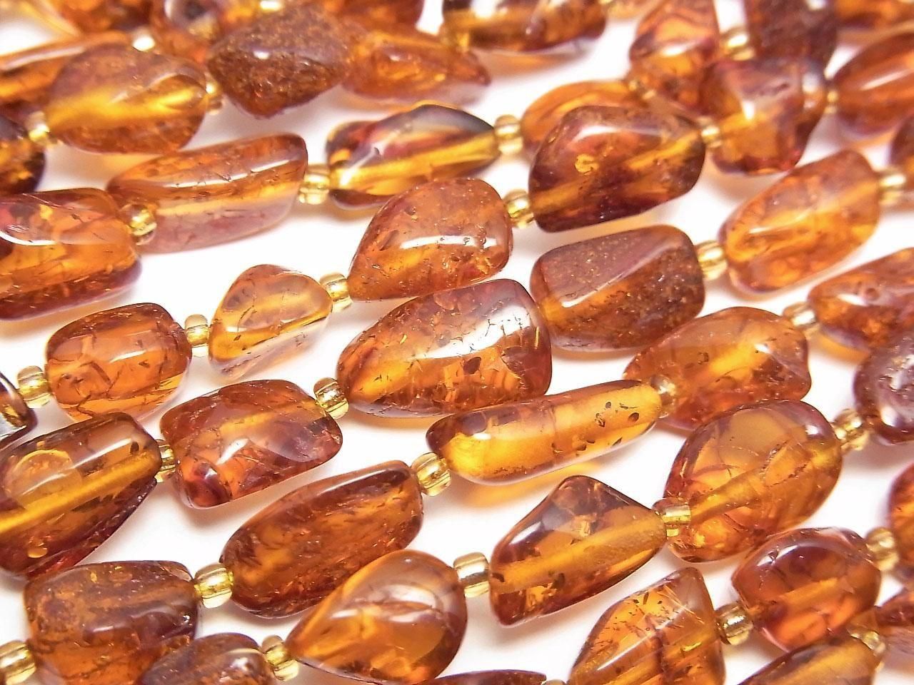 Amber (Baltic Amber) Tube-Nugget 1strand beads (approx. 14 inches/34 cm)