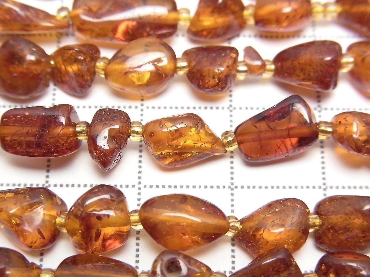 Amber (Baltic Amber) Tube-Nugget 1strand beads (approx. 14 inches/34 cm)