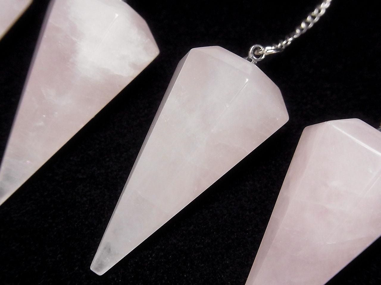 Rose Quartz AA++ Pendulum 36x19x19mm with Chain 1pc