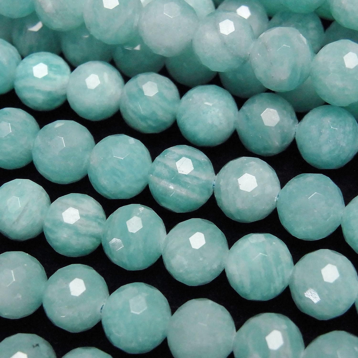Peruvian Amazonite AA++ 128 Faceted Round 8mm half or 1strand beads (approx. 15 inches/36 cm)