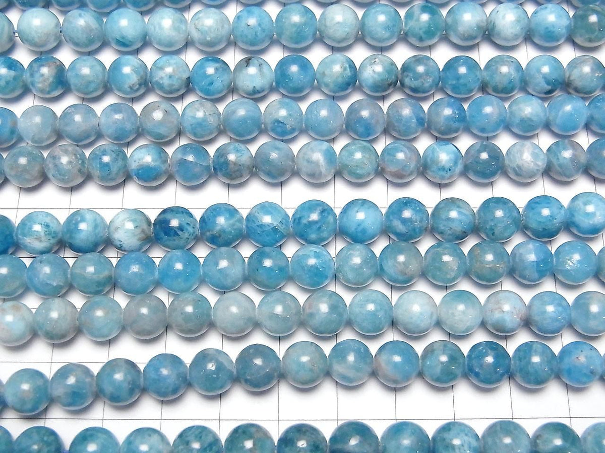 Madagascar Blue Apatite AA Round 8mm 1strand beads (approx. 15 inches/36 cm)