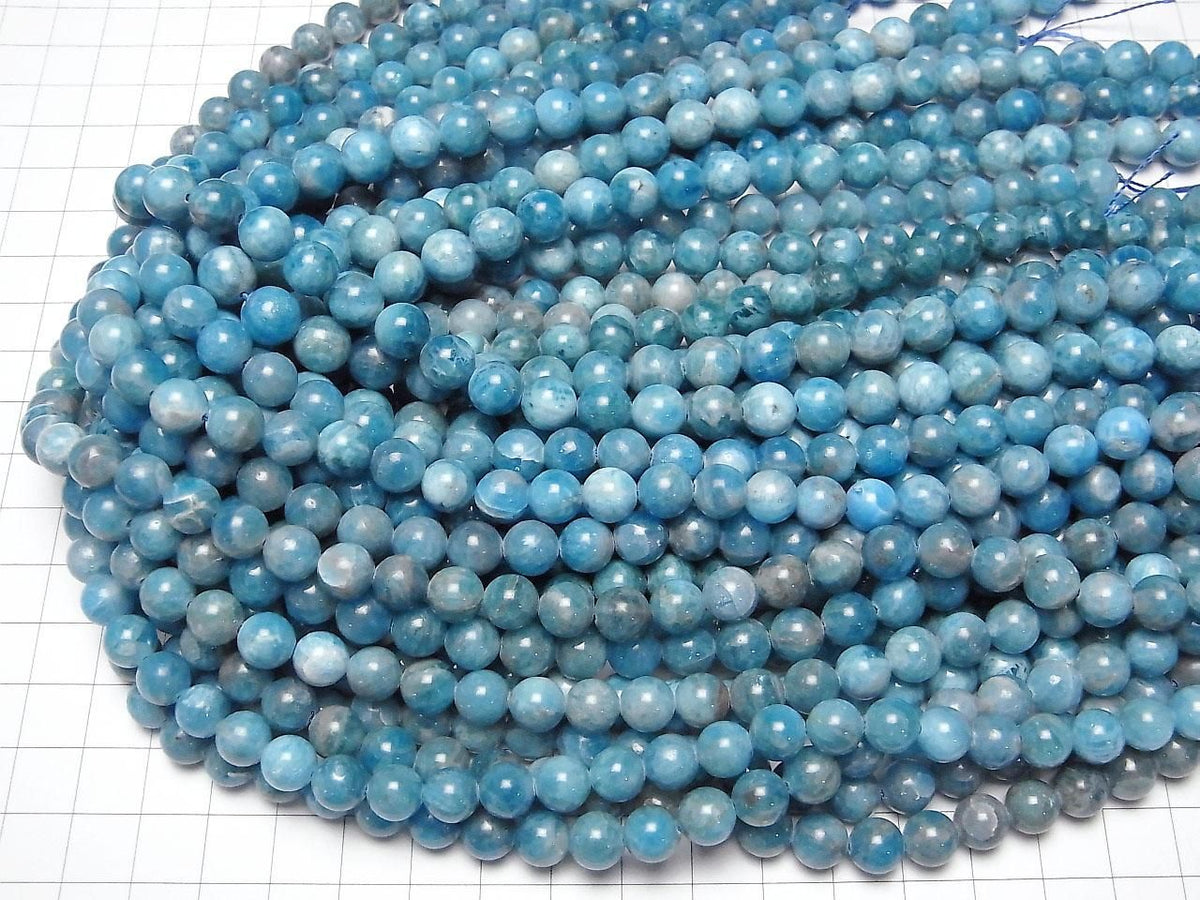 Madagascar Blue Apatite AA Round 8mm 1strand beads (approx. 15 inches/36 cm)