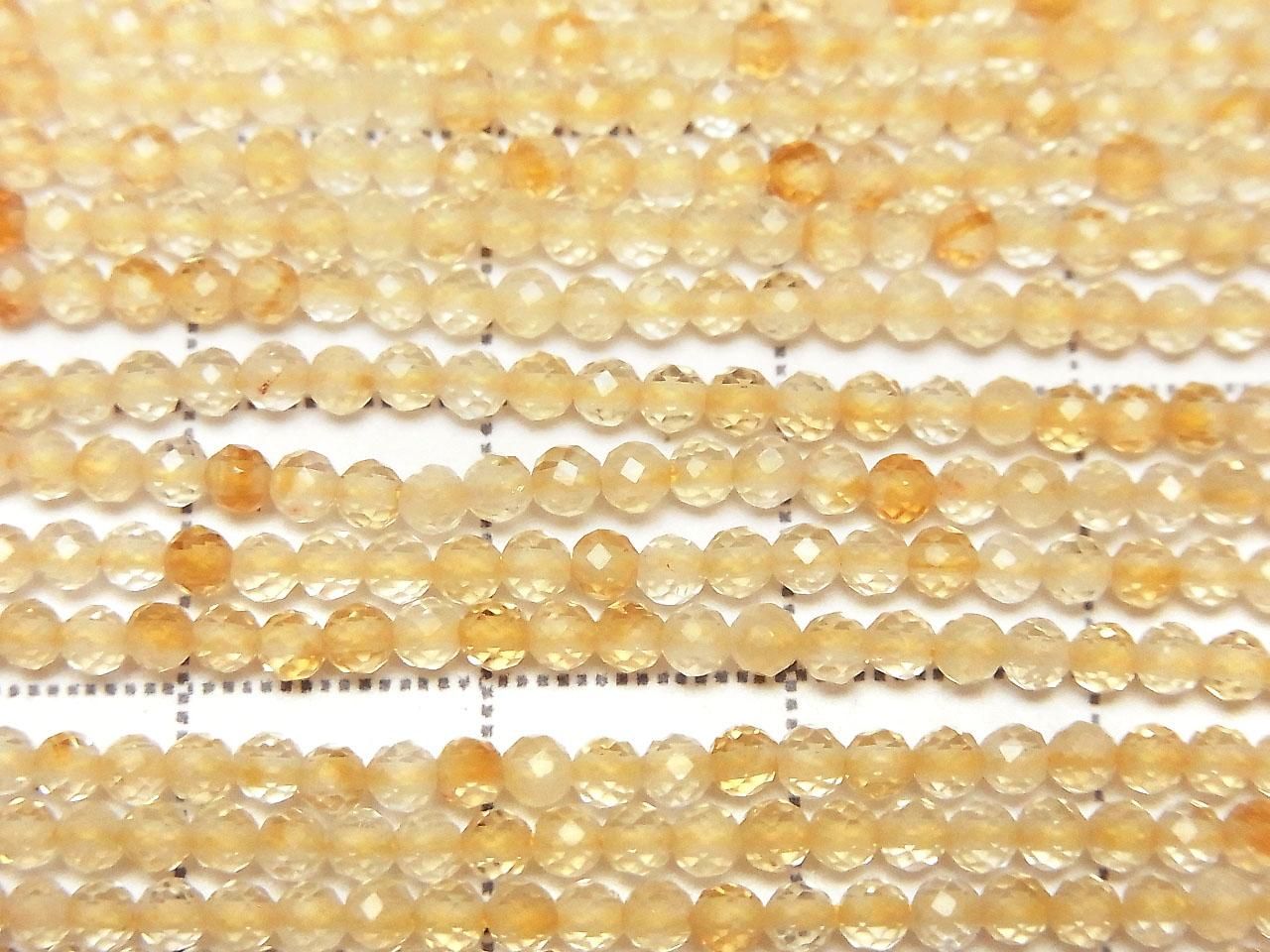 Crystal x Citrine AA++ Faceted Round 2mm 1strand beads (approx. 15 inches/37 cm) High Quality!