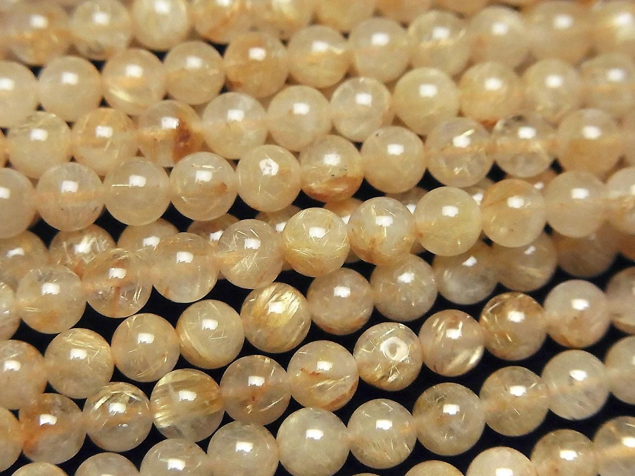 Rutilated Quartz AA+ Round 4mm 1strand beads (aprx.15inch/37cm)