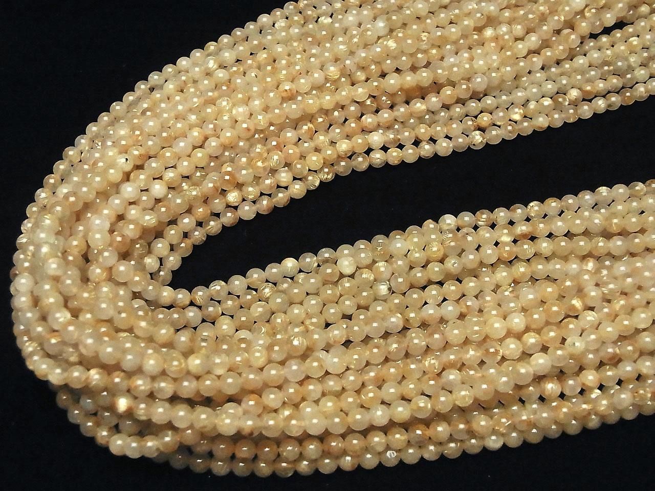Rutilated Quartz AA+ Round 4mm 1strand beads (aprx.15inch/37cm)