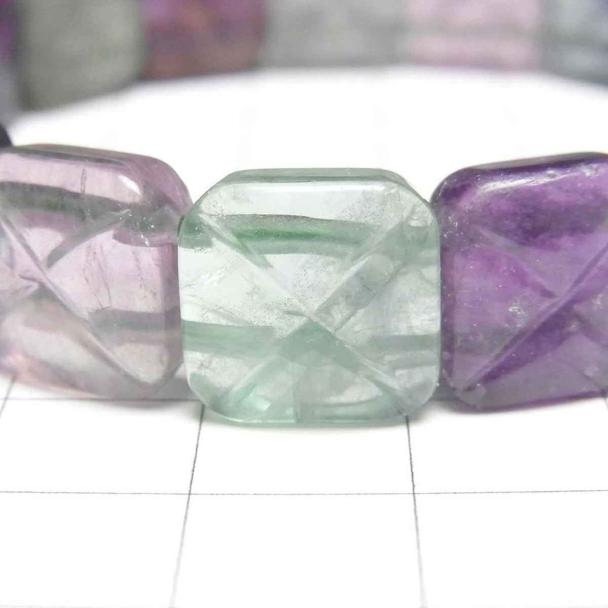 Multicolor Fluorite AAA- 2-Hole Square 12x12mm 1strand beads (Bangle Bracelet)